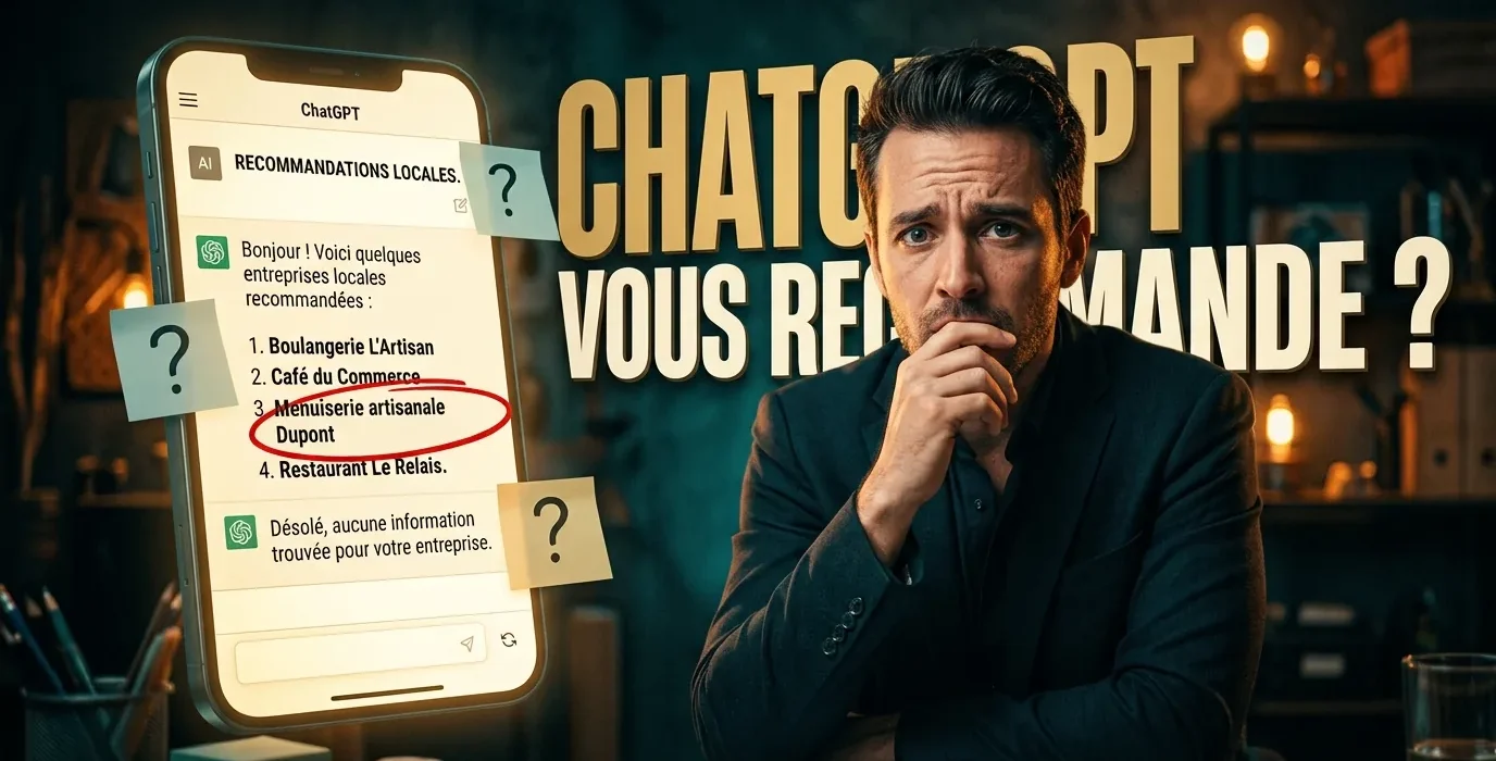 Artisan face à ChatGPT qui recommande ses concurrents sur un smartphone